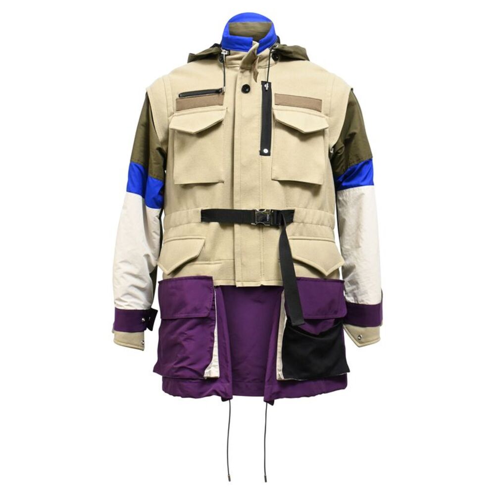Sacai Melton Jacket in Beige Wool
